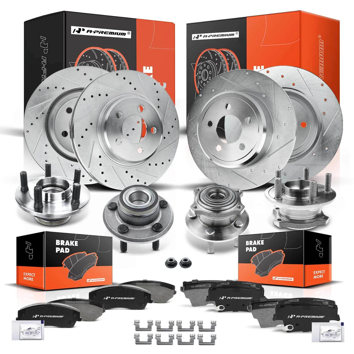 Set of 4 Drilled Rotors & Pads for Dodge Charger (AR8358XPR, AR8361XPR)