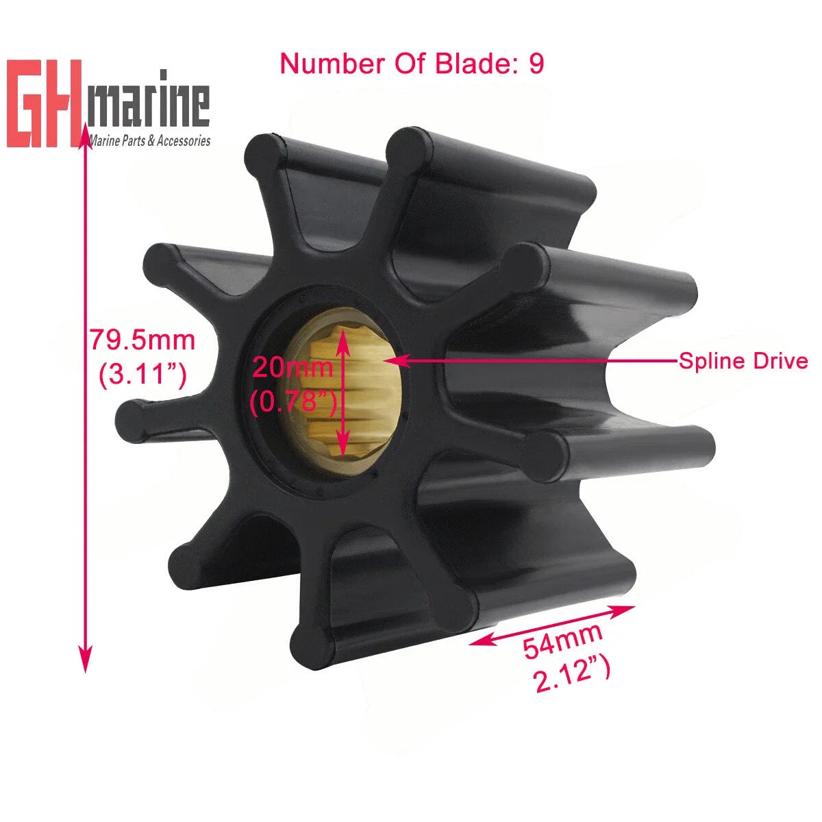 Engine Flexible Raw Water Pump Impeller D170 for Hyundai Seasall (Inboard)