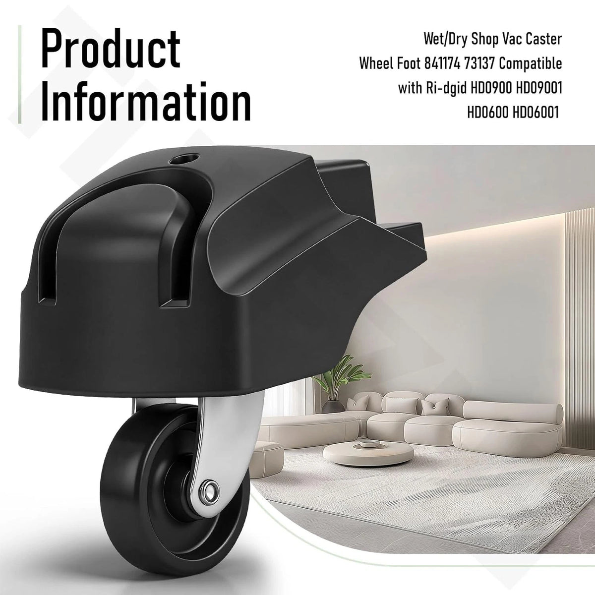 Caster Wheel Foot for Ridgid Wet/Dry Shop Vac HD0900 W