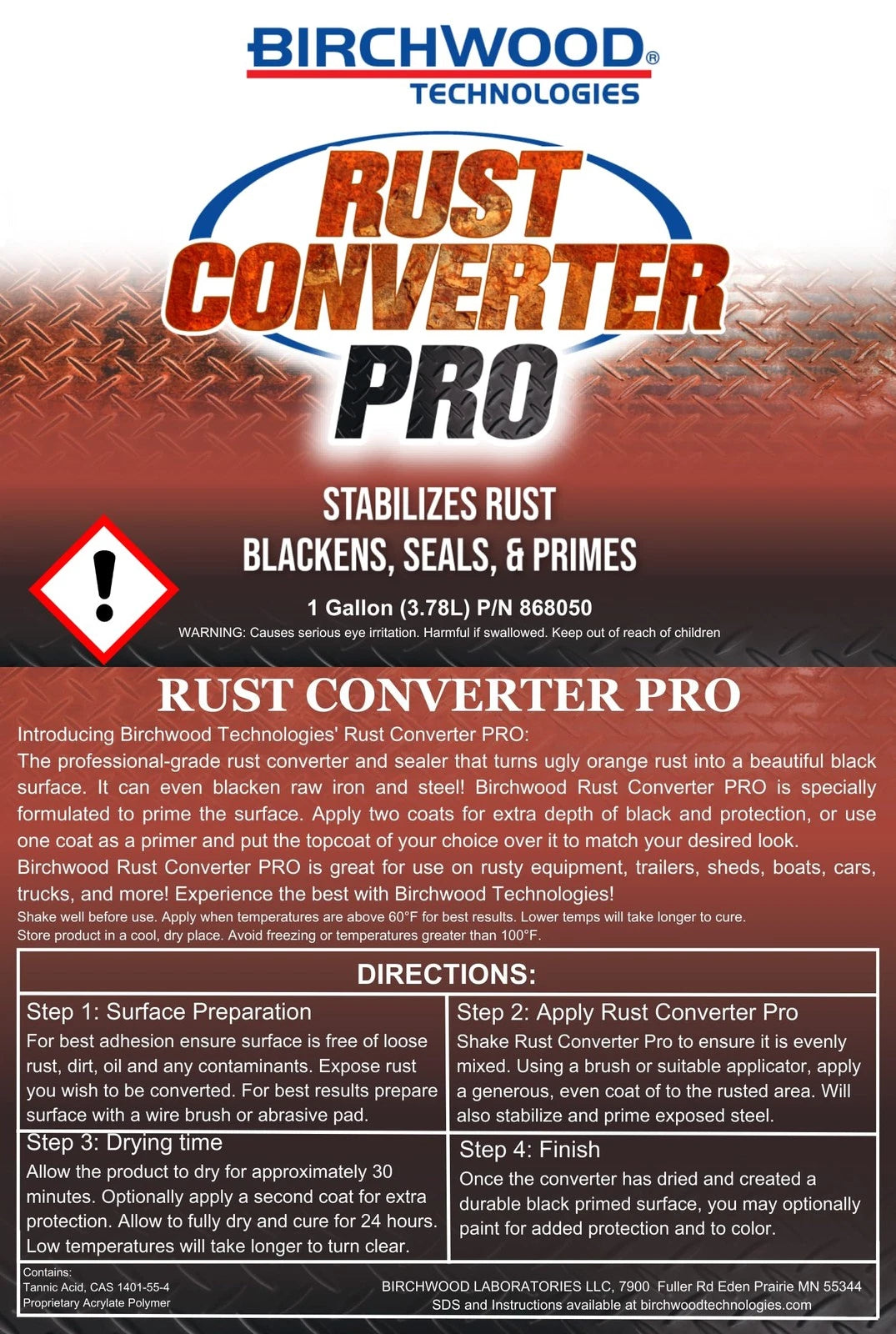 Birchwood Rust Converter for Automotive Use (128 Fl Oz)
