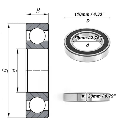 Deep Groove Ball Bearing 70x110x20mm for Scooter Skateboard (6014DDU)