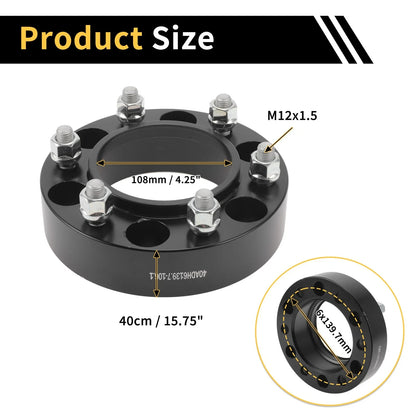 2Pcs Wheel Spacers 6x139.7mm M12x1.5 for Toyota Land Cruiser (1980–1997)