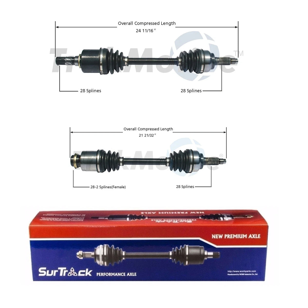 Set of 2 Front CV Axle Shafts for Mazda 3 (2004–2009)