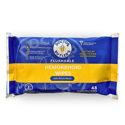 48 Count Flushable Hemorrhoid Wipes for Doctor Butler's