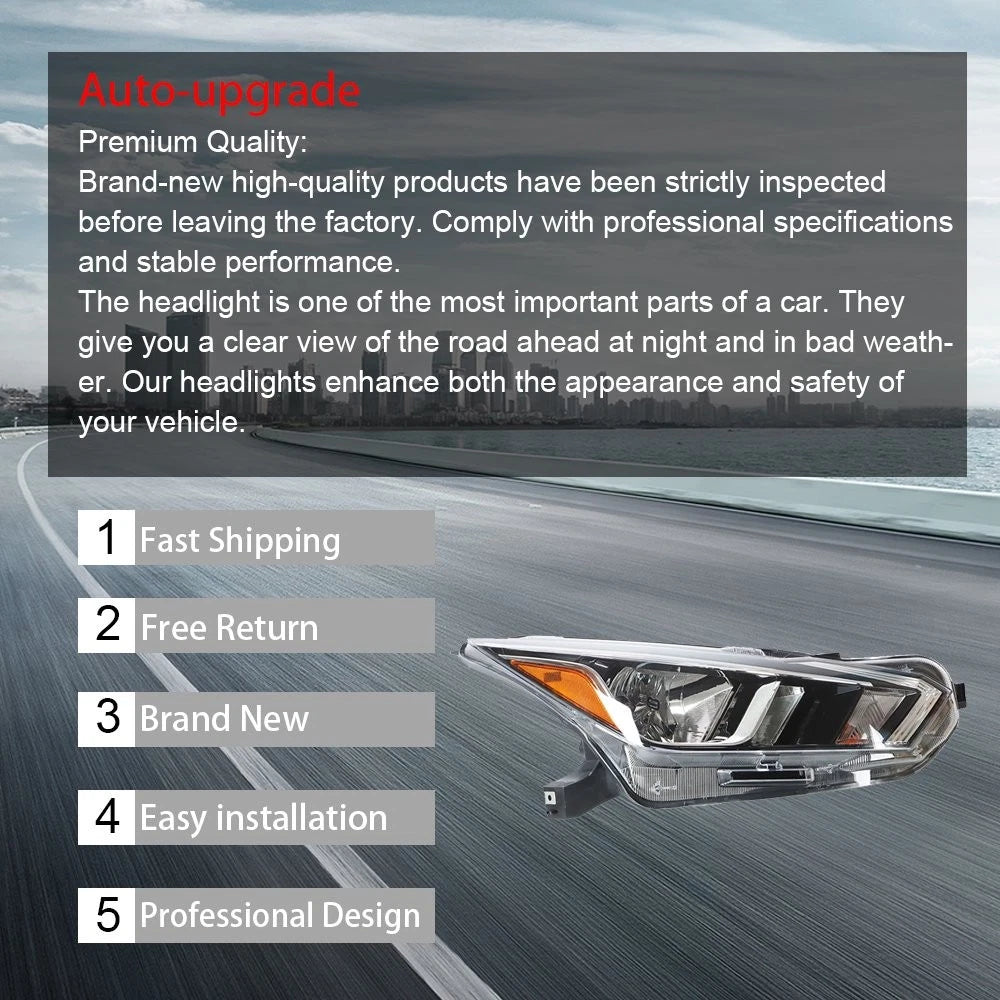 Right Headlight for Nissan Versa S SV (2020–2021) NI2503273, 260105EE0A Chrome