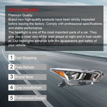 Right Headlight for Nissan Versa S SV (2020–2021) NI2503273, 260105EE0A Chrome