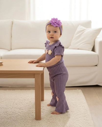 Baby Girl Clothes for Summer (3-6 Months) - Short Sleeve, Purple
