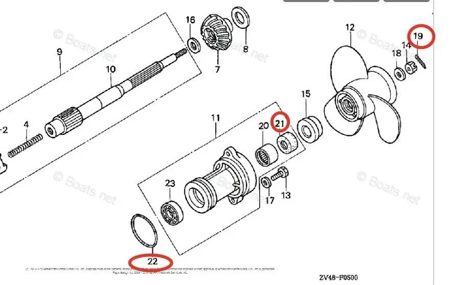 Lower Unit Oil Seal Kit 91251-935-004 91351-ZV4-003 for Honda Marine BF 9.9D/15A/20D