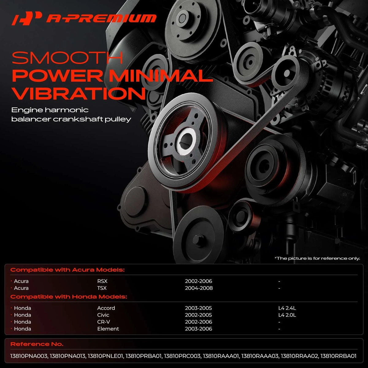 Engine Harmonic Balancer for Honda CR-V (2002–2006) | 13810PRBA01, 13810PRC003, 13810RAAA01, 594-298