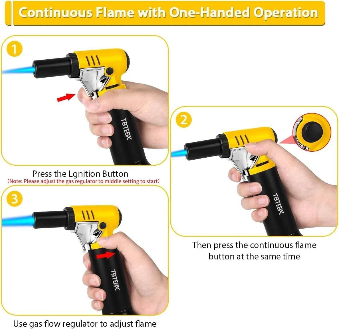 Adjustable Flame Butane Torch for BBQ, Baking (T907)