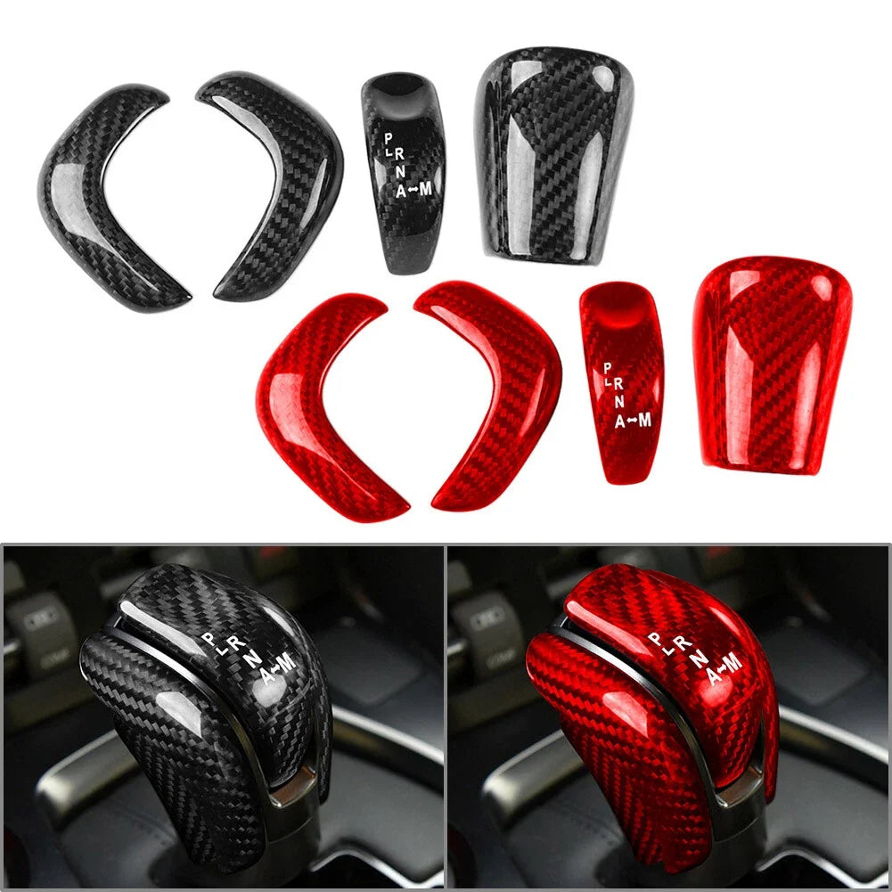 4Pcs Carbon Fiber Gear Shift Knob Cover Trim for Nissan GTR R35 (2017–2022)