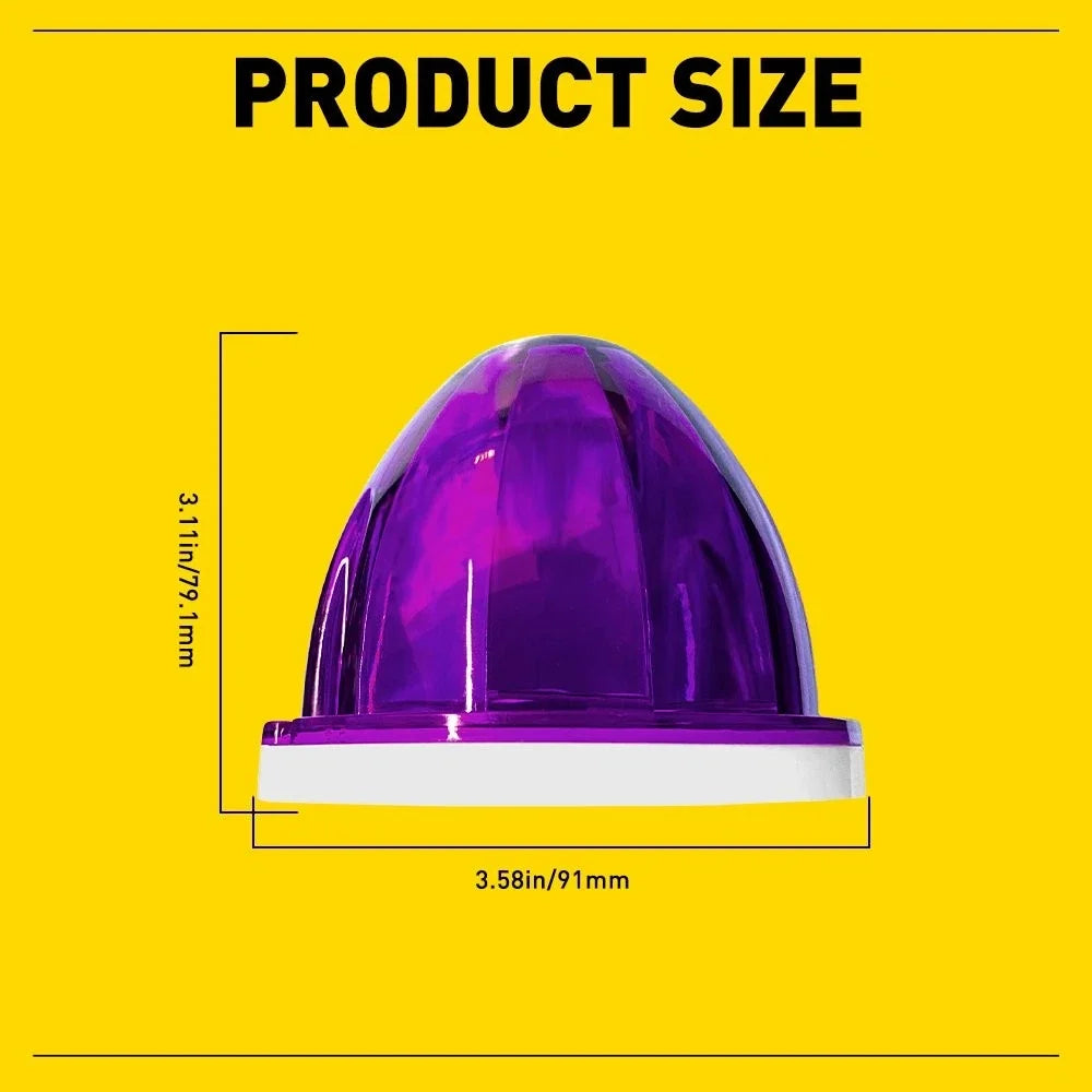 2X Purple Flash LED Round Marker Lights for Heavy Duty Truck Trailer V