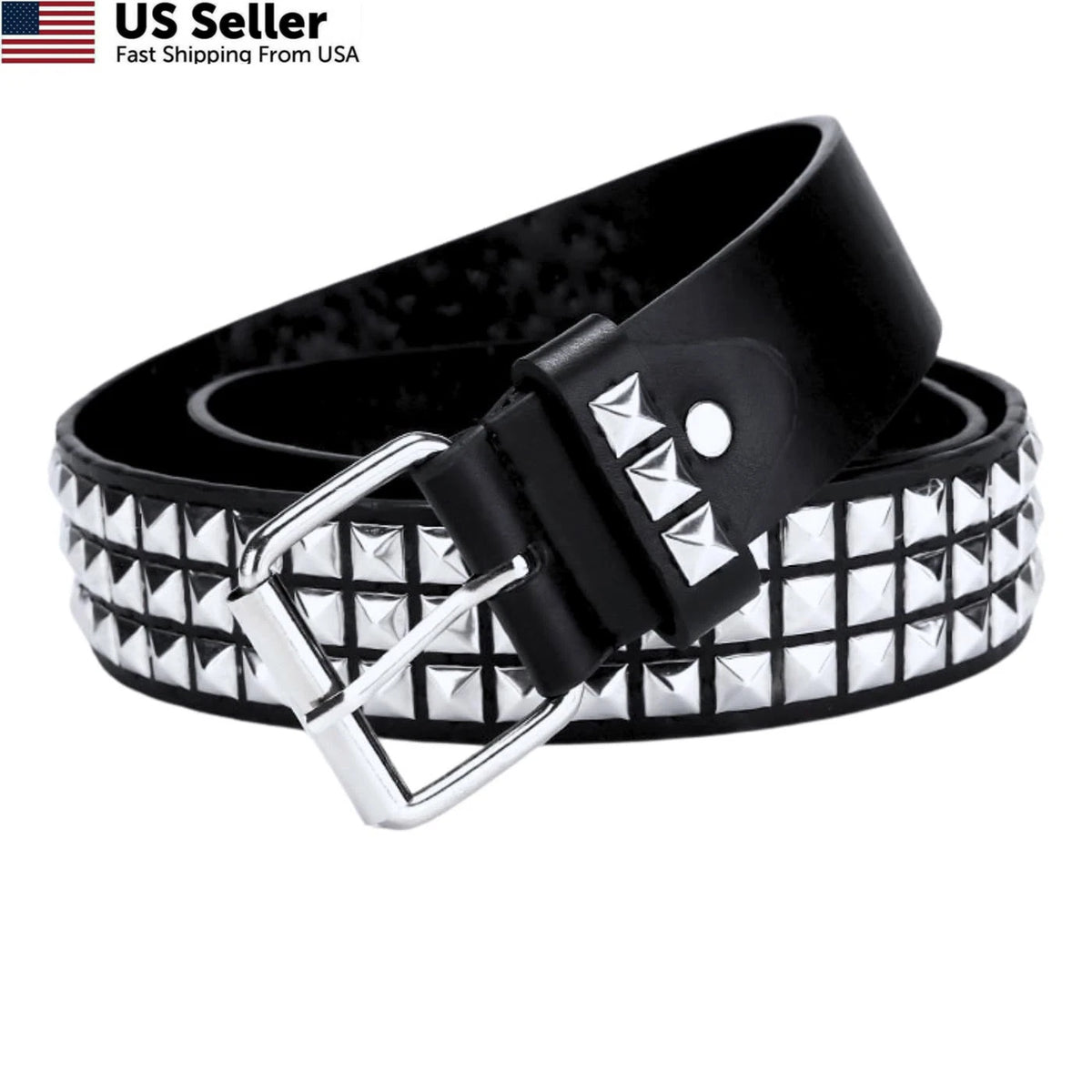 Rivet Studded Belt for Women Men - Black, One Size