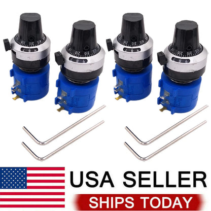 Set of 4 5K Ohm 10 Turn Rotary Potentiometer Knobs for Automotive Use