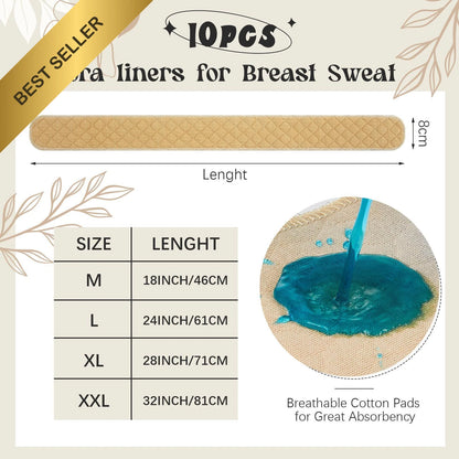 10PCS Cotton Bra Liners Sweat Pads 3-Layer Inserts for Women