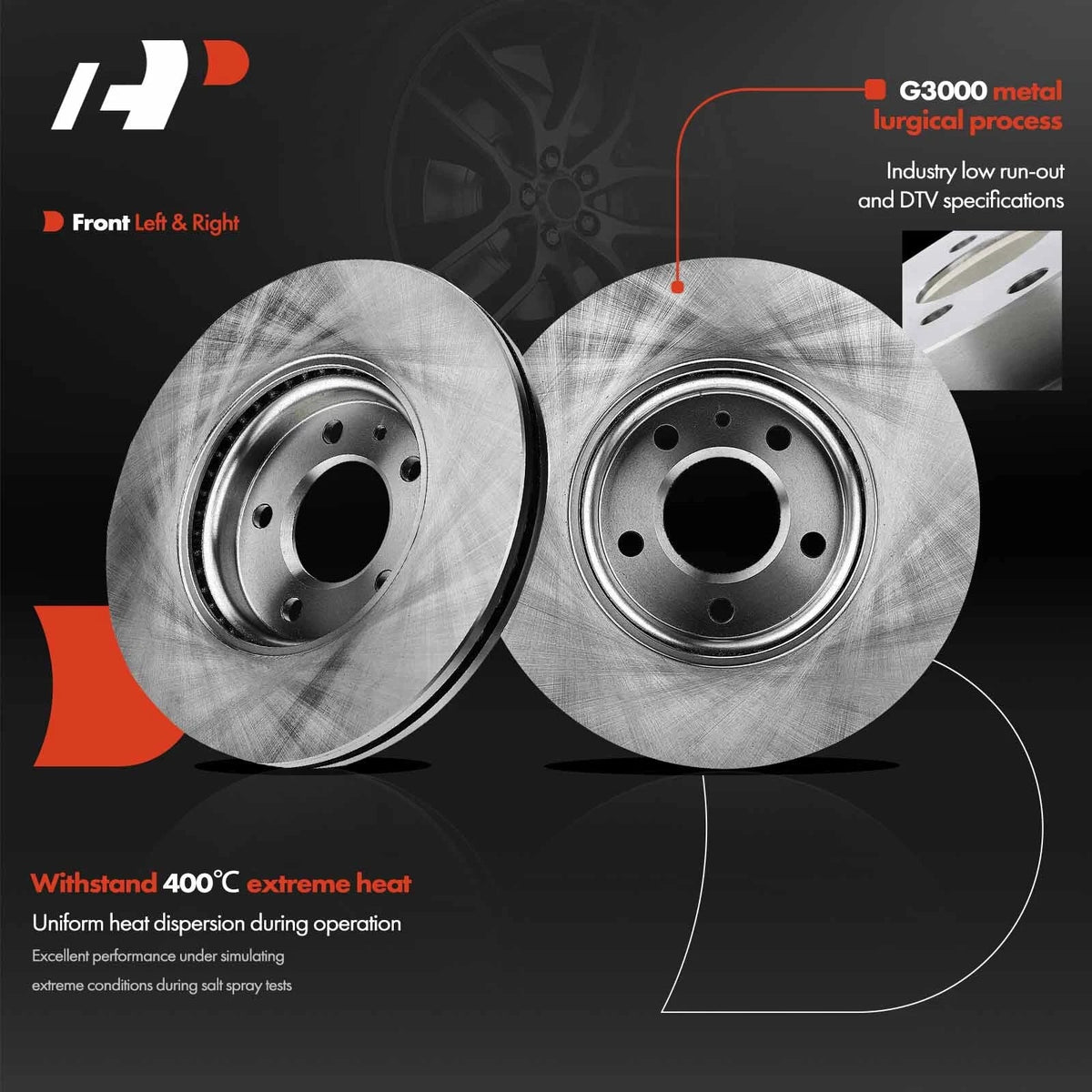 Set of 2 Front Disc Brake Rotors for Chevrolet Equinox (2018–2021)