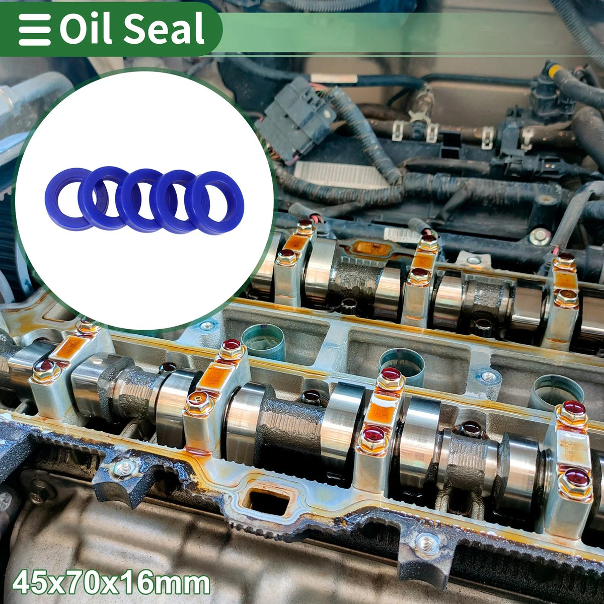 Set of 5 Oil Seal Ring 45x70x16mm for Rotary Shaft (High Pressure)