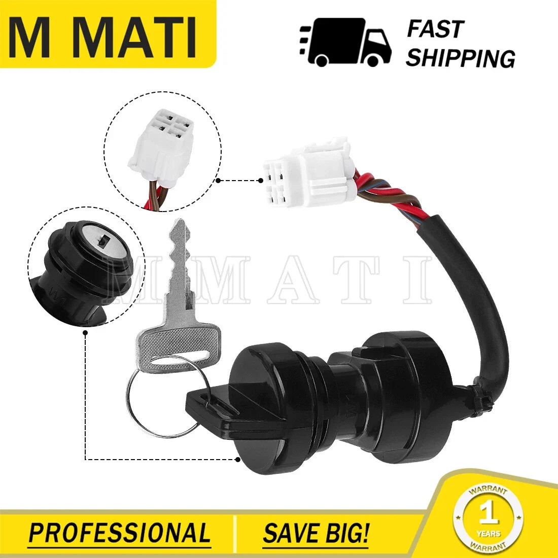 Ignition Key Switch for Yamaha Grizzly 450 YFM450F YFM450 (2007–2014)