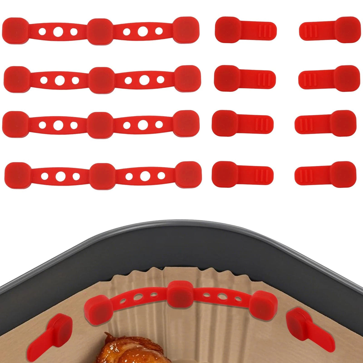 4 Sets Air Fryer Magnets for Parchment Paper Liners, Silicone Buckles