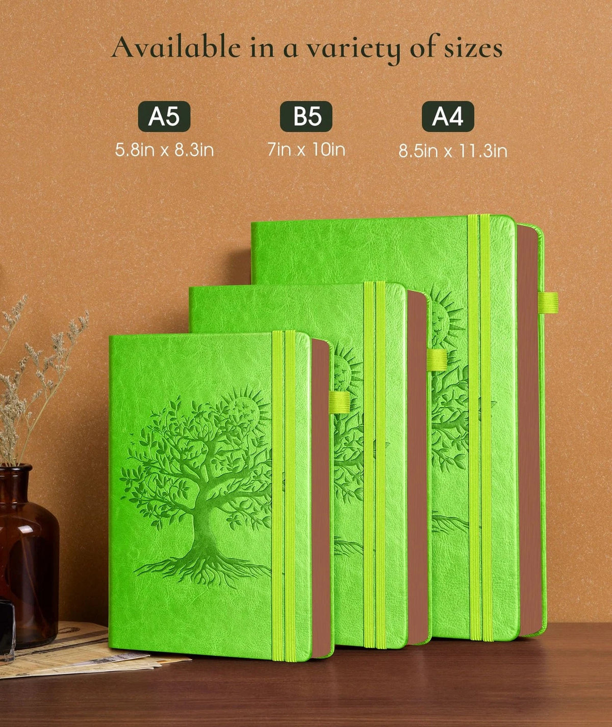 Lined Journal Notebook A5 Vintage Leather 300 Numbered Pages