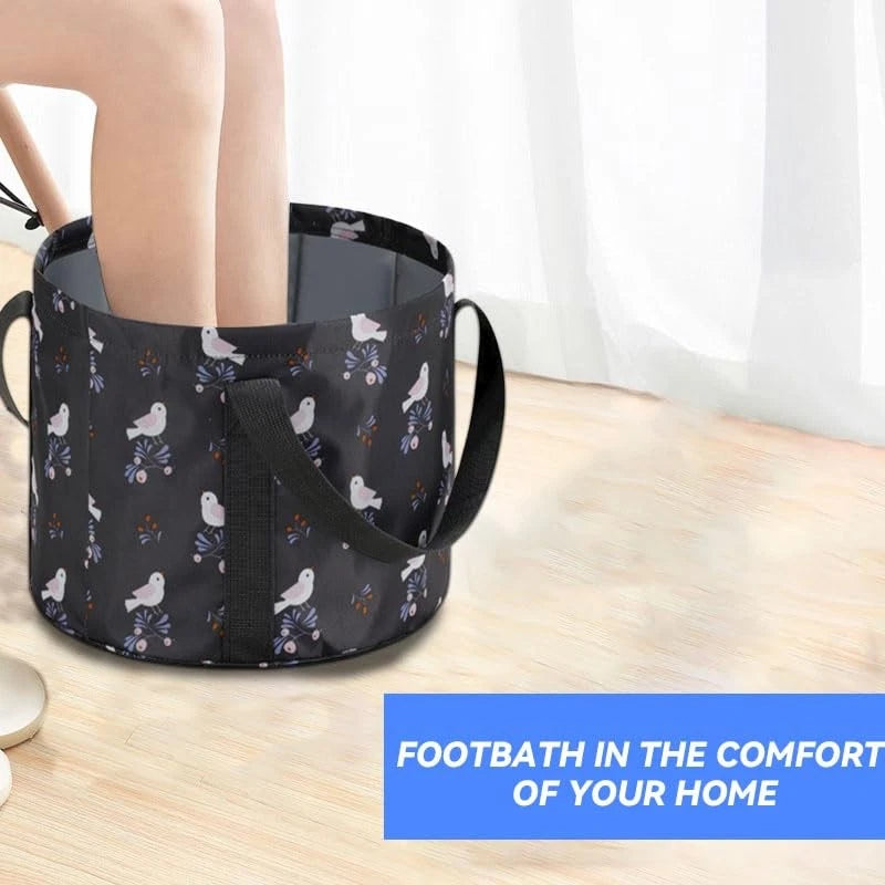 Portable Travel Foot Bath Tub for Soaking Feet (Collapsible, Black)