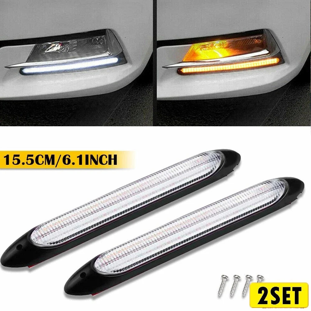 4X 6" DRL LED Headlight Strip Light for Universal Vehicles