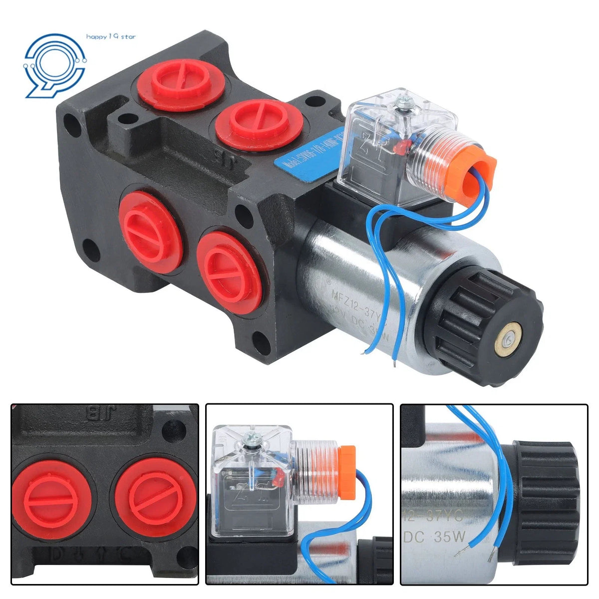 Hydraulic Solenoid Diverter Selector Valve 1/2" BSP 6 Port for