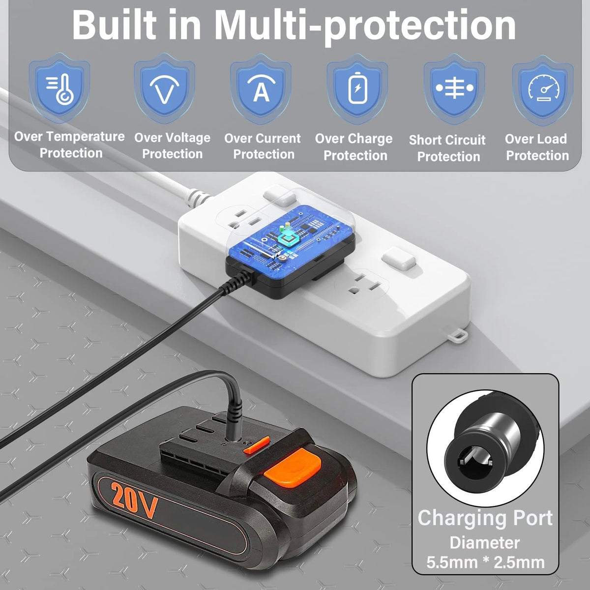 21V Battery Charger for 20V Cordless Drill