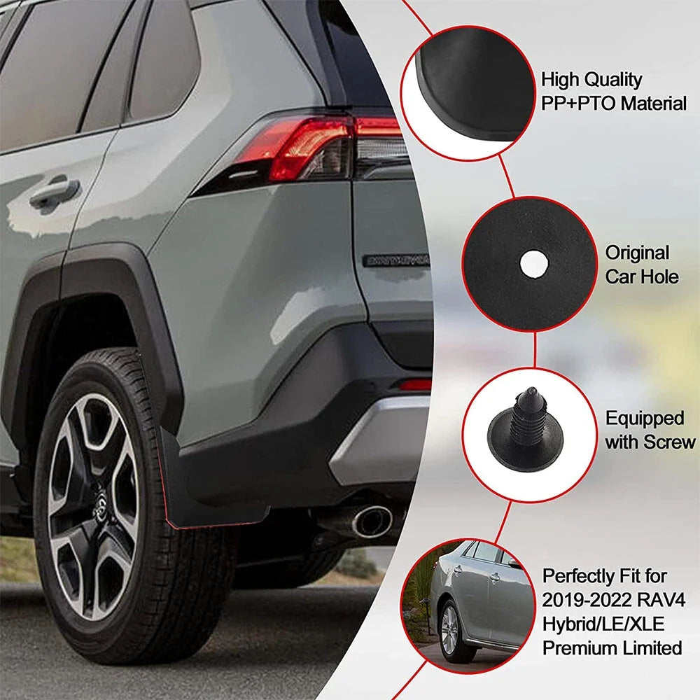 Mud Flaps for Toyota RAV4 (2019–2022) Front Rear Molded Splash Guards