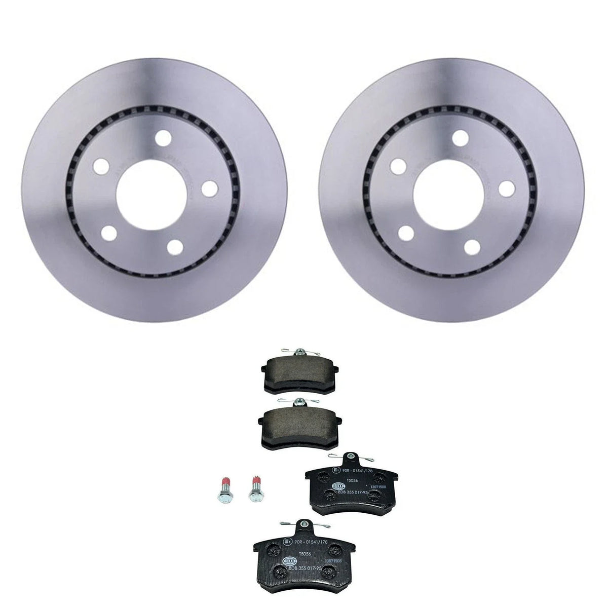 Set of 2 Hella Rear Rotors Low-Met Disc Brake Pad Kit for Audi 200 Quattro (1989–1991)