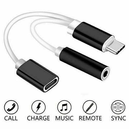 2-in-1 Type-C to 3.5 mm Audio Jack Adapter for Various Devices