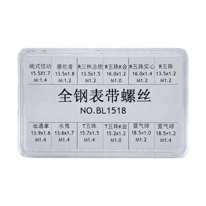 60pcs Steel Watch Band Link Screw Pin Assortment (1.0mm, 1.2mm, 1.4mm)