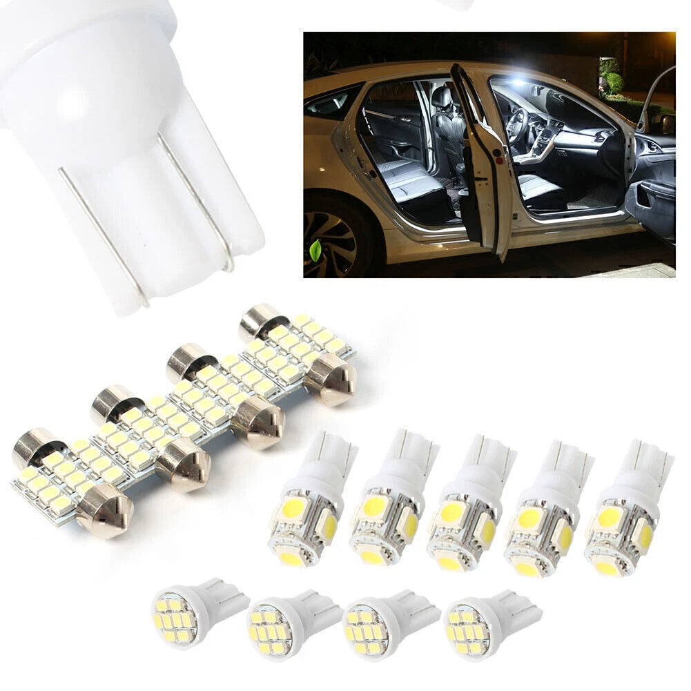 13x LED White Lights Kit for Car Interior Dome License Plate Lamp