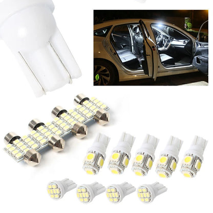 13x LED White Lights Kit for Car Interior Dome License Plate Lamp