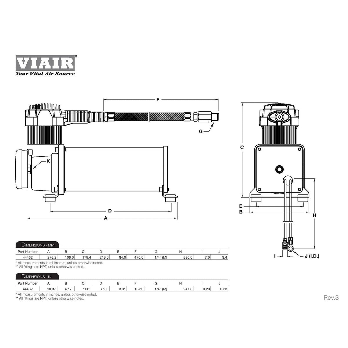 Dual Air Suspension Compressor Kit for Viair 444C (44432)