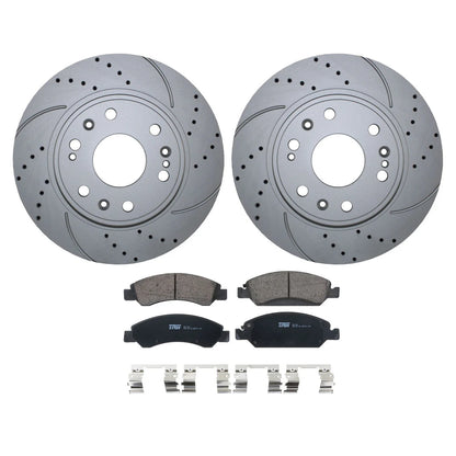 Front Brake Kit 330mm Drilled Rotors & TRW Ceramic Pads for Cadillac Chevy GMC
