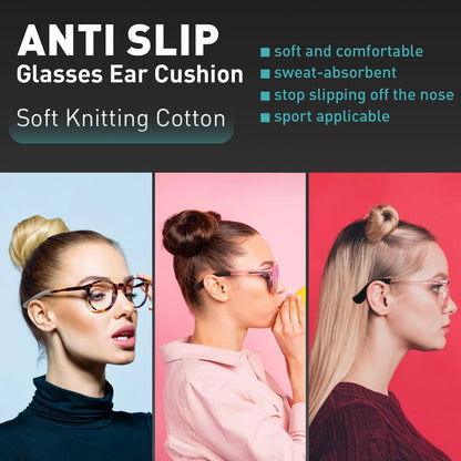 4 Pairs Ear Grippers for Glasses - Soft Cotton Non-Slip Temple Tips