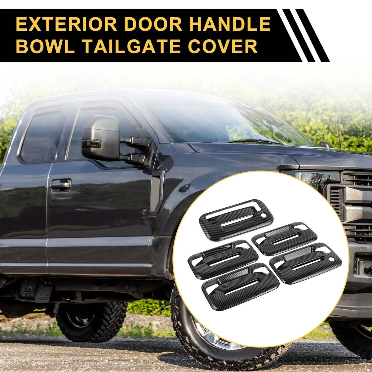 Set of 4 Exterior Door Handle Covers for Ford F-150 (2004–2014) Carbon Fiber