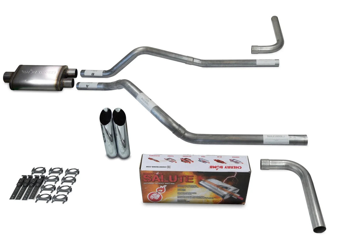 2.5" Dual Exhaust Kit for Chevy Blazer (2000–2004) - Cherry Bomb Slash Tip