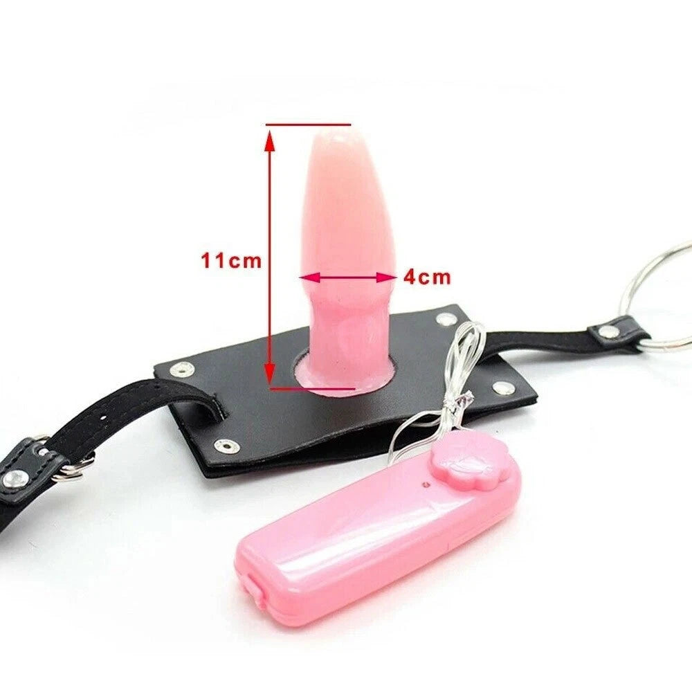 PU Leather Harness Chastity Belt with Vibrating Plug for Male