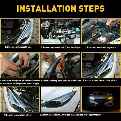 4X LED Car Switchback Tube DRL Light Strip for Universal