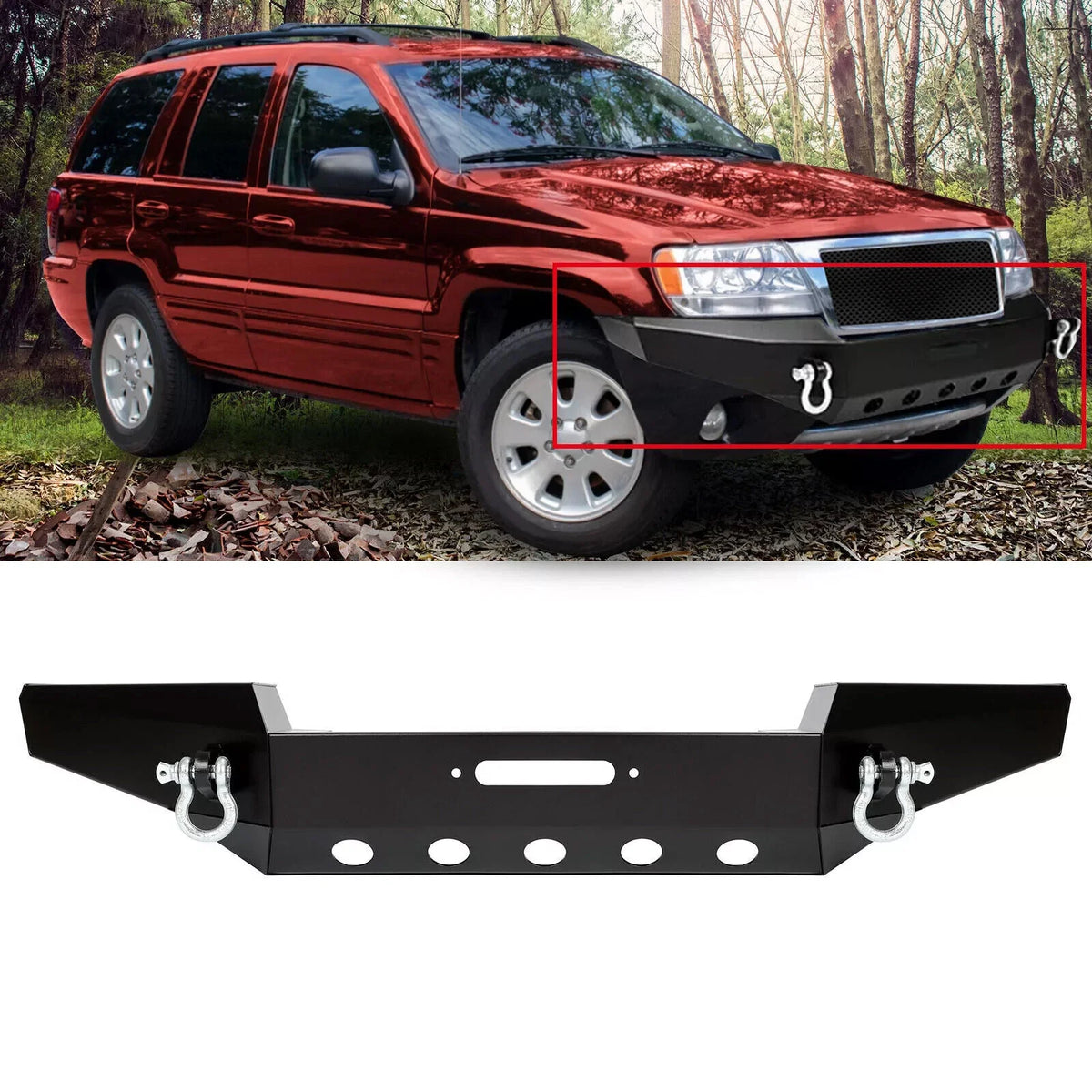 Set of 2 Steel D-Rings Winch Plate for Jeep Grand Cherokee WJ (1999–2004)