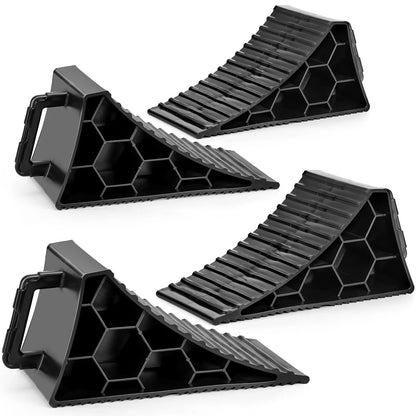 Set of 4 Wheel Chocks with Handles for RV Trailer Camper Car Truck