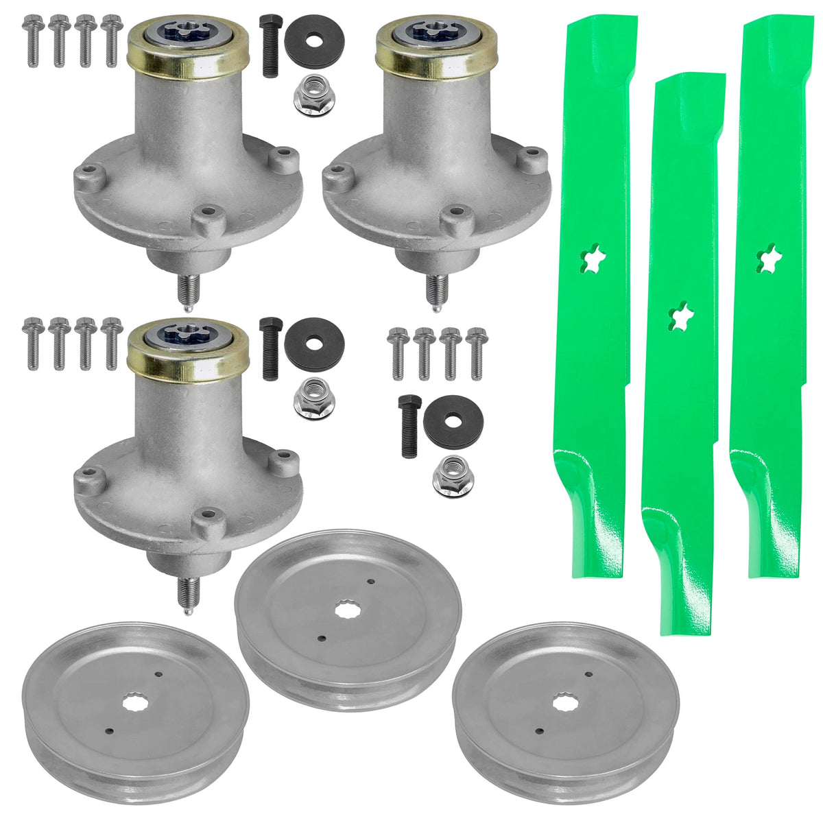 52" Deck Spindle with Pulley & Blade for Husqvarna EZ5221 EZ5224 EZ5225 EZ5226 (SD1563+PY1013+MB3033)