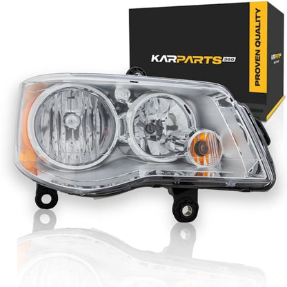 Passenger Side Headlight for Chrysler Town and Country (2008–2016) KLX-KSI-1386363-CLA1, CH2503192, Chrome Bezel