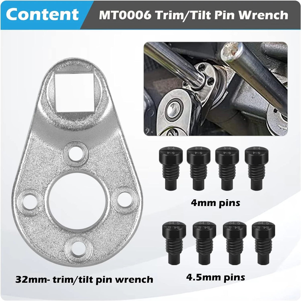 Trim/Tilt Pin Wrench AMT0006 for Yamaha Suzuki Johnson Honda (32mm x 4.5/4mm)