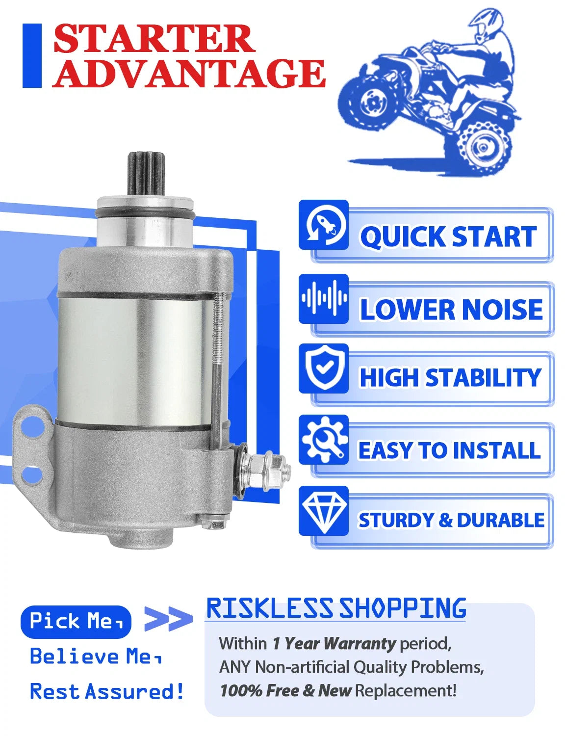 Starter with Solenoid Relay for KTM 250 XCW XC-W (2015–2016)