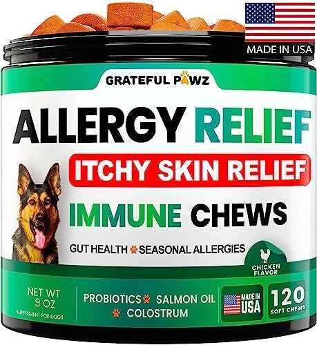 Dog Allergy Relief Chews for Dogs (Probiotics, Omega 3 Fish Oil)