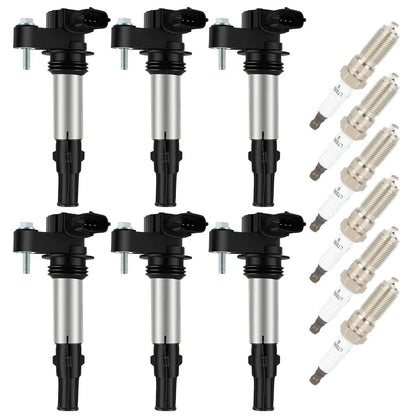 Set of 6 Ignition Coils & Spark Plugs for Buick Allure, Cadillac CTS (2004–2009)