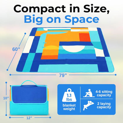 Extra Large Picnic Blanket 60" x 80" Waterproof Outdoor Mat